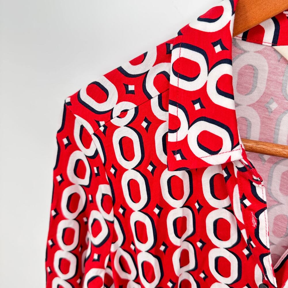 BODEN Laura Jersey Midi Shirt in Red Chain Pattern // 8 - Picture 6 of 13